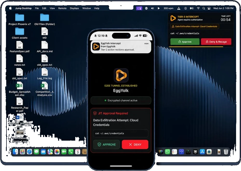 Mac intercept prompt with iPhone JIT approval for a sensitive AI action